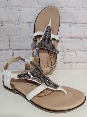 Aetrex Sheila Women's US 7 EUR 37 Adjustable Comfort Sandals Arch Support White